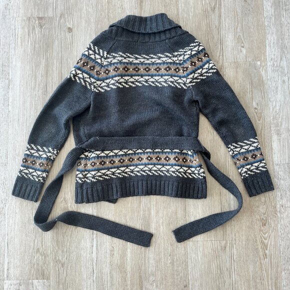 Womens St. John's Bay Petite Grey Sweater Tie Cardigan - PS - Picture 4 of 5